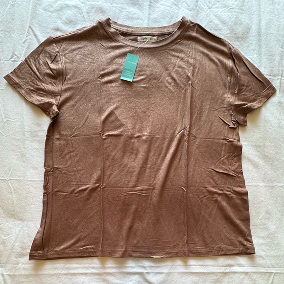 NWT Maurices Edgely Size Medium Short Sleeve Copper/Brown Metallic Tee - Picture 1 of 7